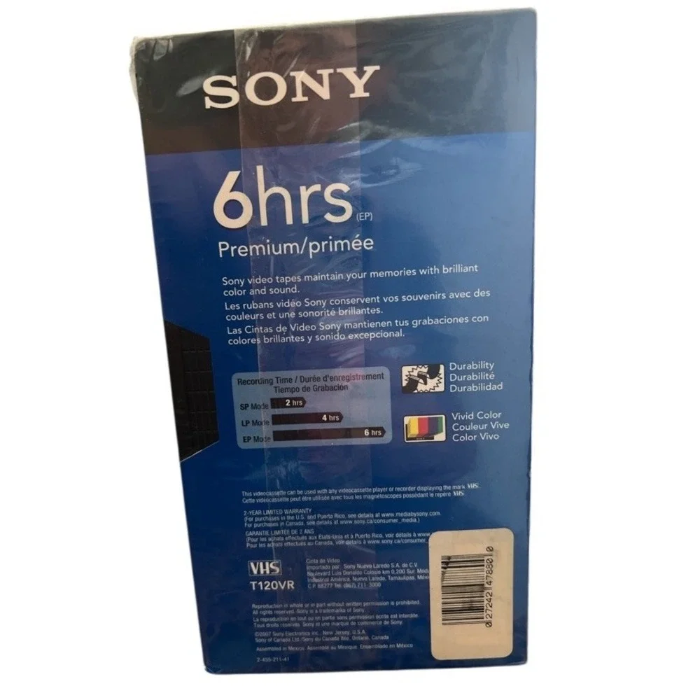 Sony 6 Hrs Premium T-120 VHS Blank Tapes 5-Pack Sealed EP Mode‎ 6HR High Quality